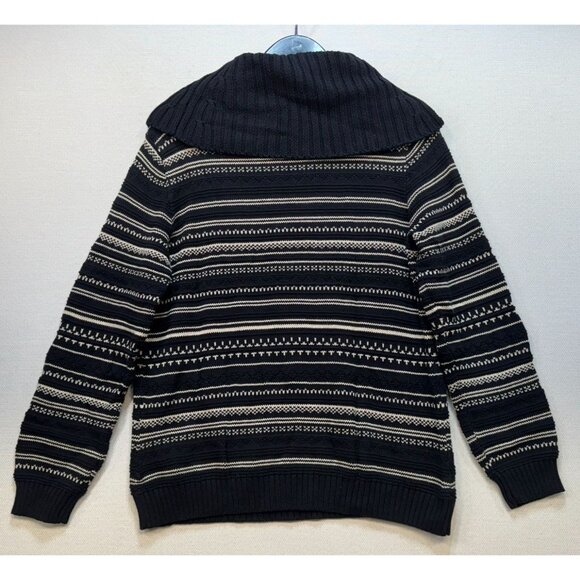 Chaps Womens Turtleneck Sweater XL Black & Cream Striped Patterned - Picture 8 of 10